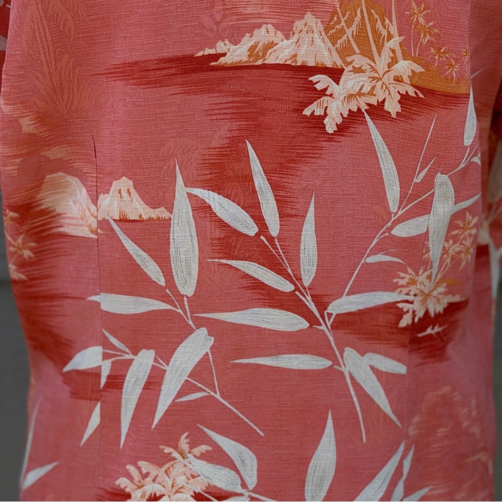 Tommy Bahama 100% Silk Floral Camp Shirt Short Sleeves Orange Vacation Resort - Picture 10 of 11